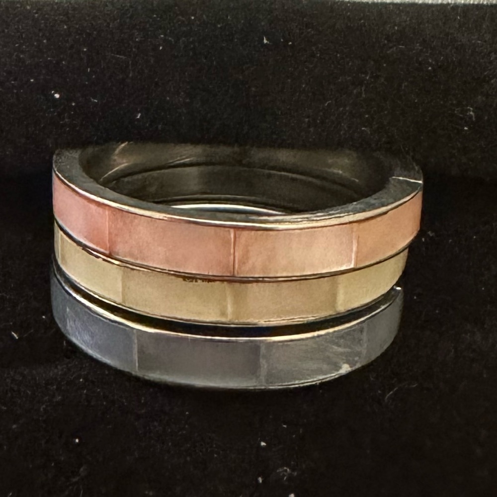 3 ring stack - white blue and pink - size 6